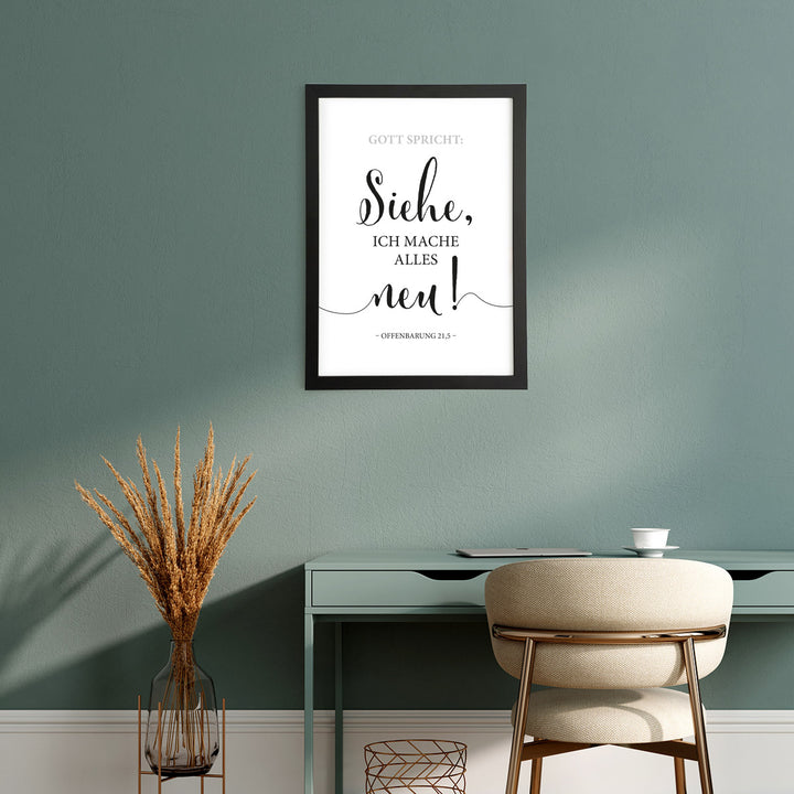 Poster "Jahreslosung 2026" · Lettering s/w · Bibelvers