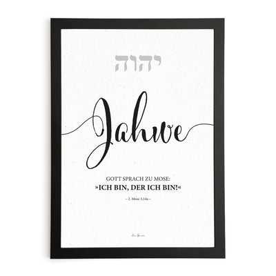 Poster "Jahwe" · Lettering s/w · Bibelvers Deutsch – Aus Gnade