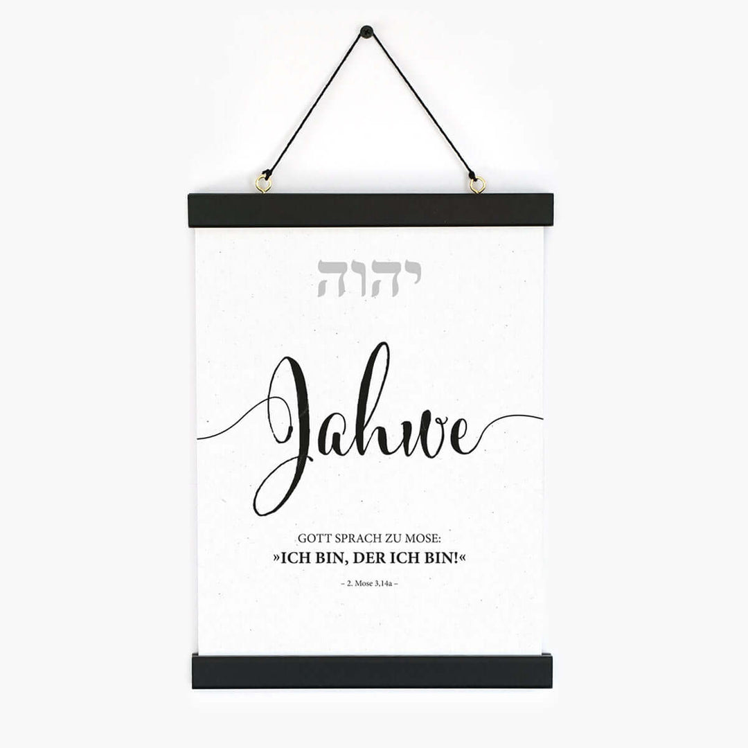 Poster "Jahwe" · Lettering s/w · Bibelvers Deutsch – Aus Gnade