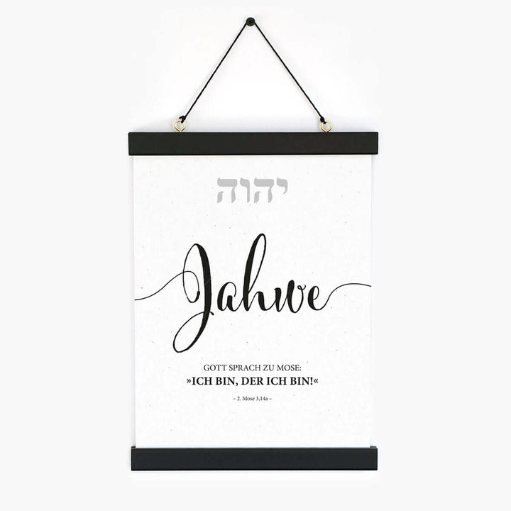Poster "Jahwe" · Lettering s/w · Bibelvers Deutsch – Aus Gnade