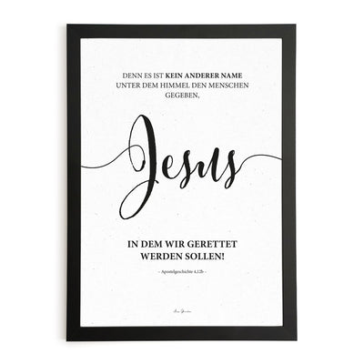Poster "Jesus" · Lettering s/w · Bibelvers Deutsch – Aus Gnade