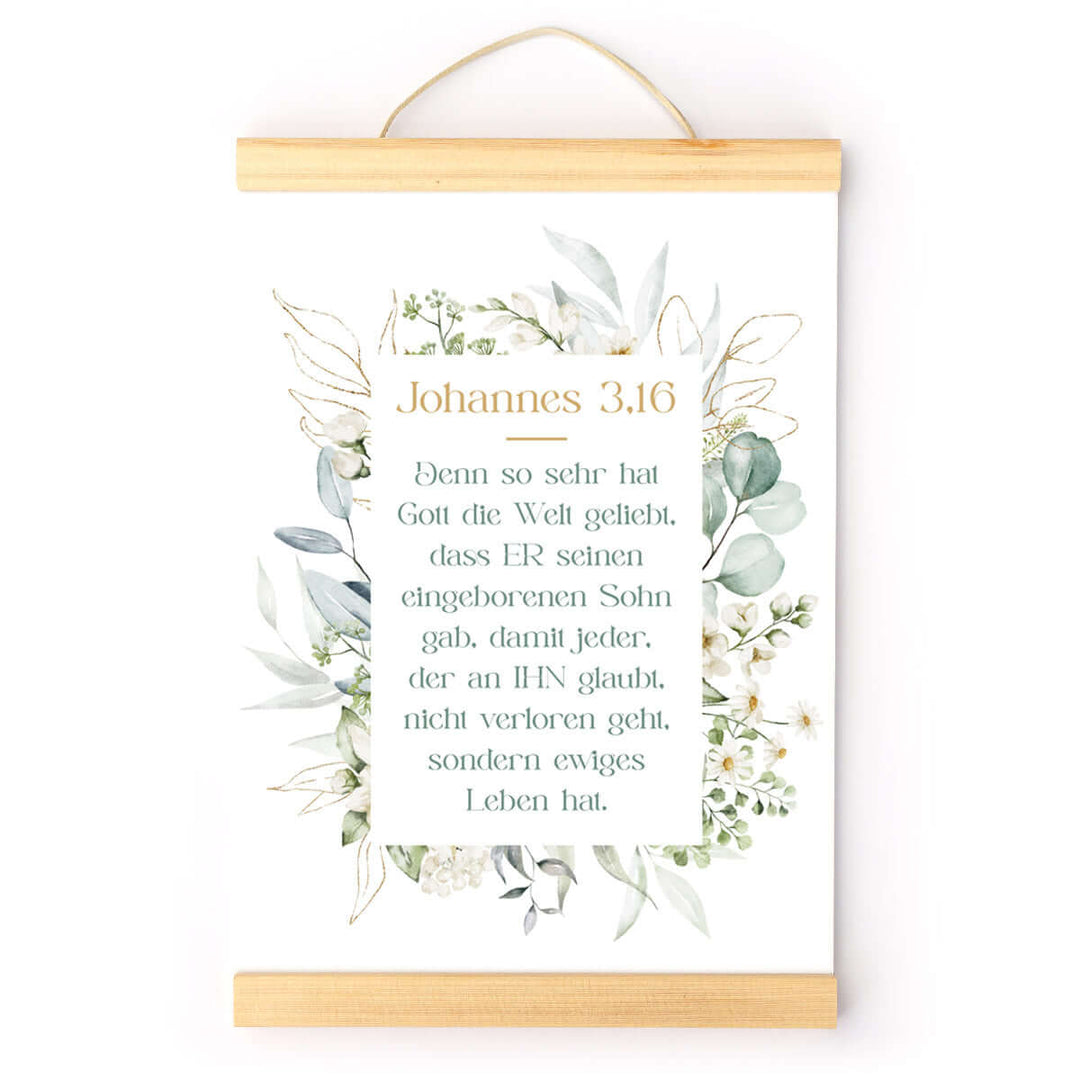 Poster "Johannes 3,16" · Pflanzen · Bibelvers