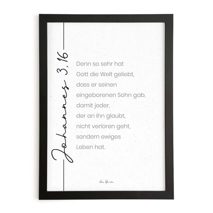 Poster "Johannes 3,16" · s/w · Bibelvers