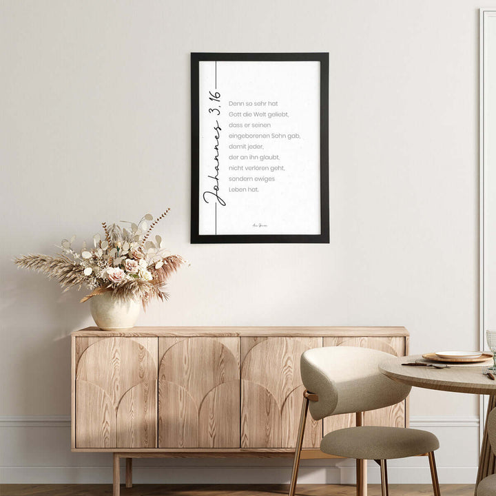 Poster "Johannes 3,16" · s/w · Bibelvers