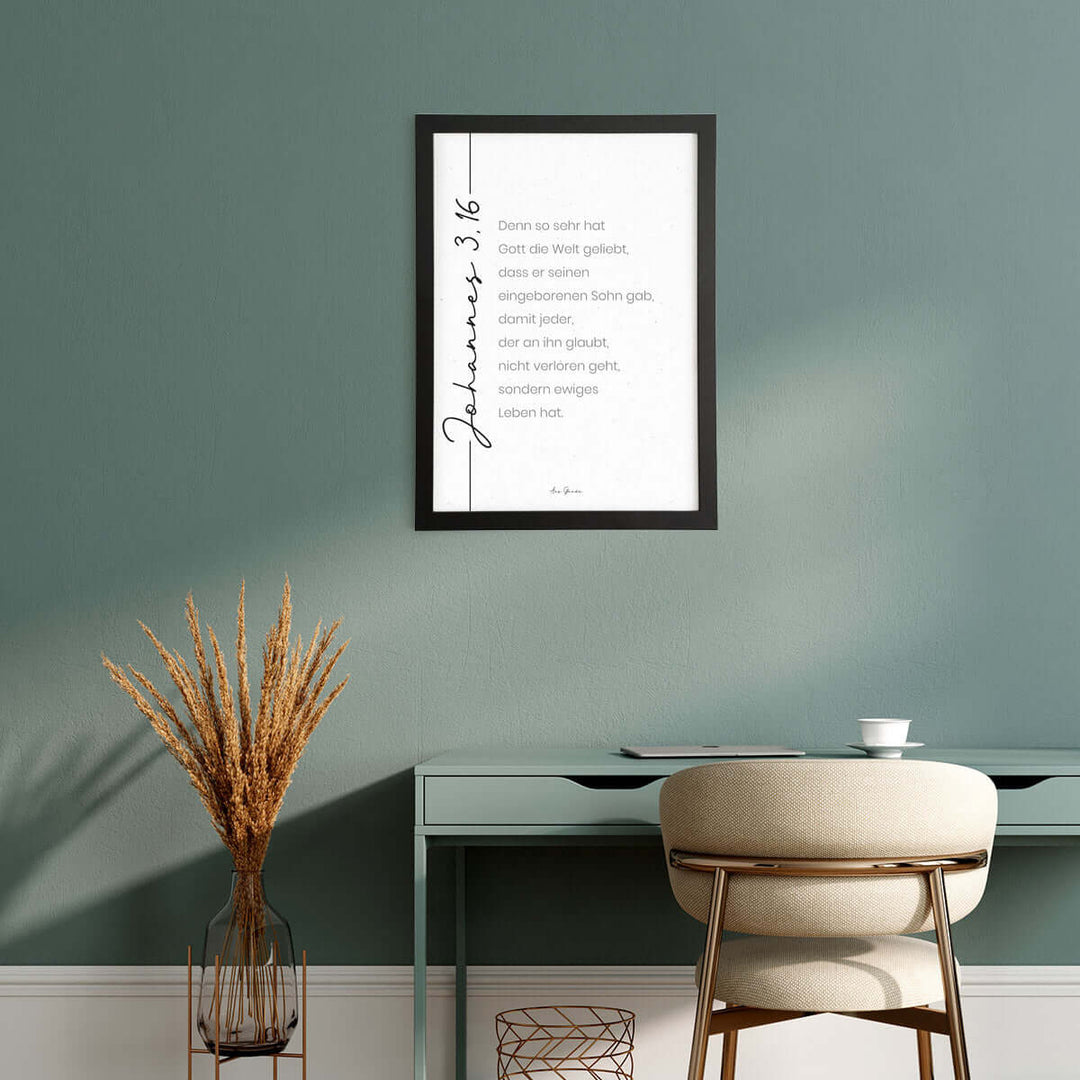Poster "Johannes 3,16" · s/w · Bibelvers