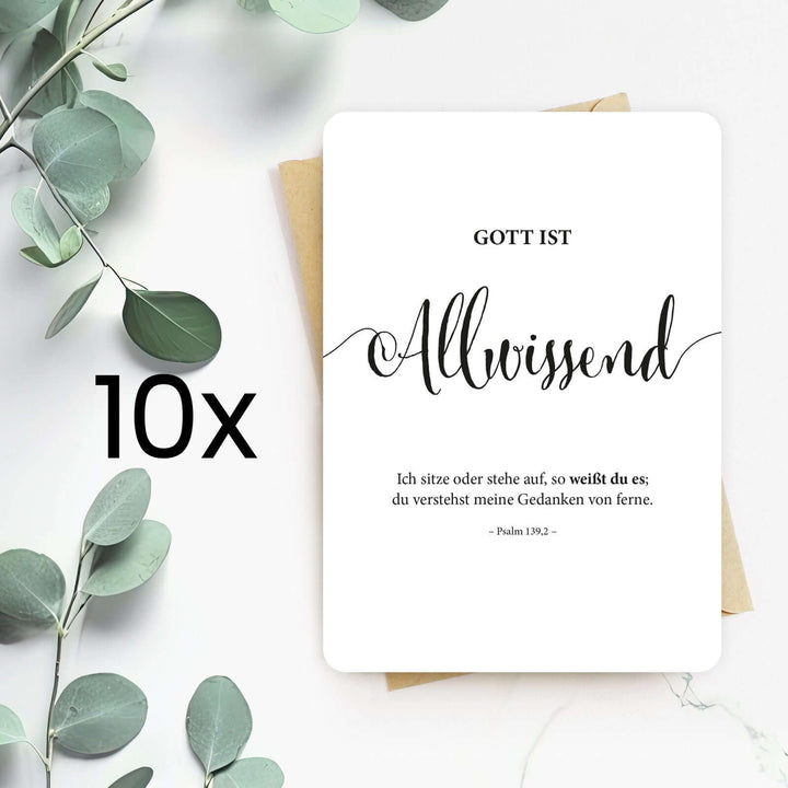 Karte "Gott ist Allwissend" · Lettering · Serie Gottes Wesen – Aus Gnade