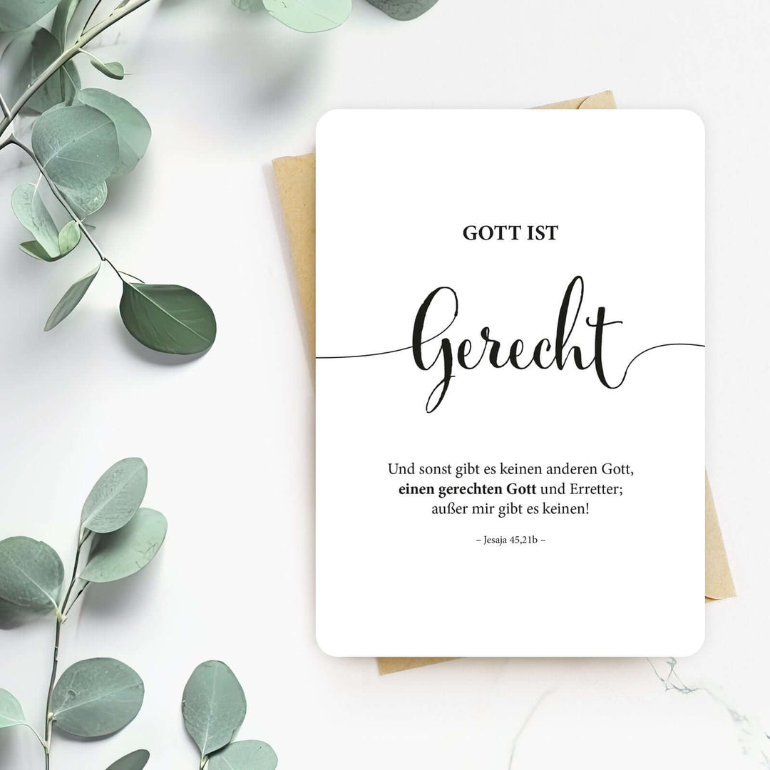 Karte "Gott ist Gerecht" · Lettering · Serie Gottes Wesen – Aus Gnade