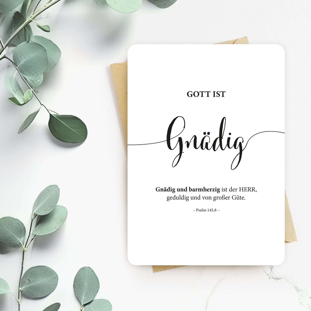Karte "Gott ist Gnädig" · Lettering · Serie Gottes Wesen – Aus Gnade