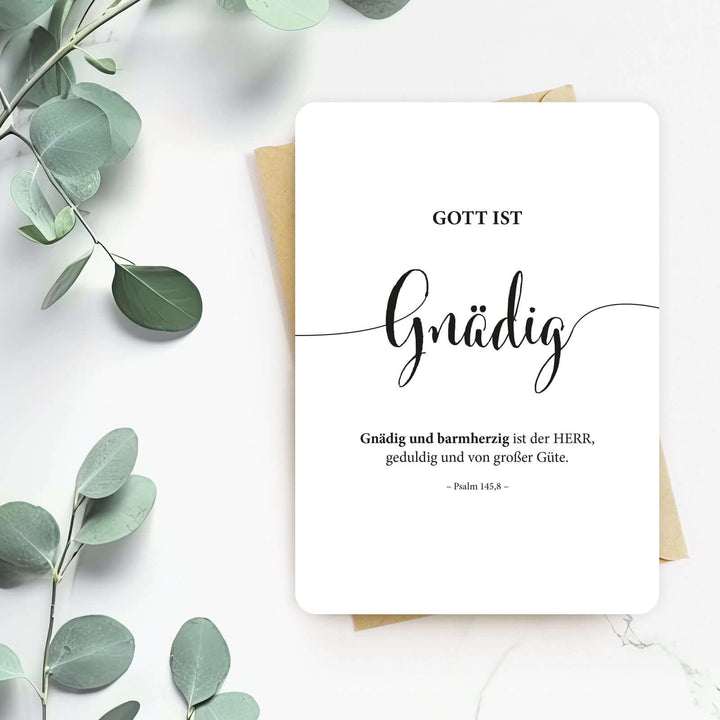 Karte "Gott ist Gnädig" · Lettering · Serie Gottes Wesen – Aus Gnade