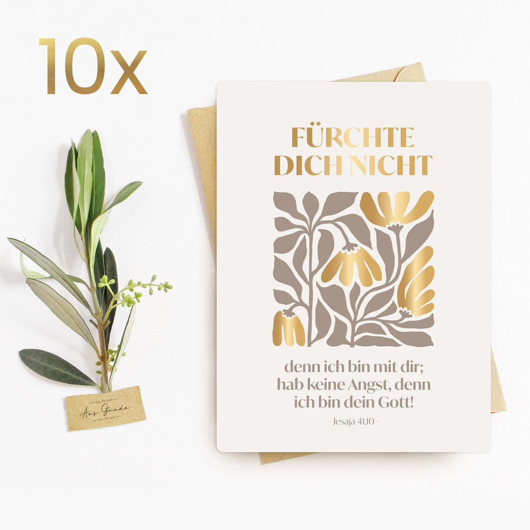 Postkarte "Fürchte dich nicht" Jahreslosung 2027 · Bibelvers · A6 · mit Gold veredelt