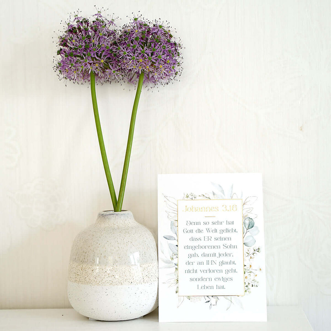 Postkarte "Johannes 3,16" · A6 · mit Gold veredelt