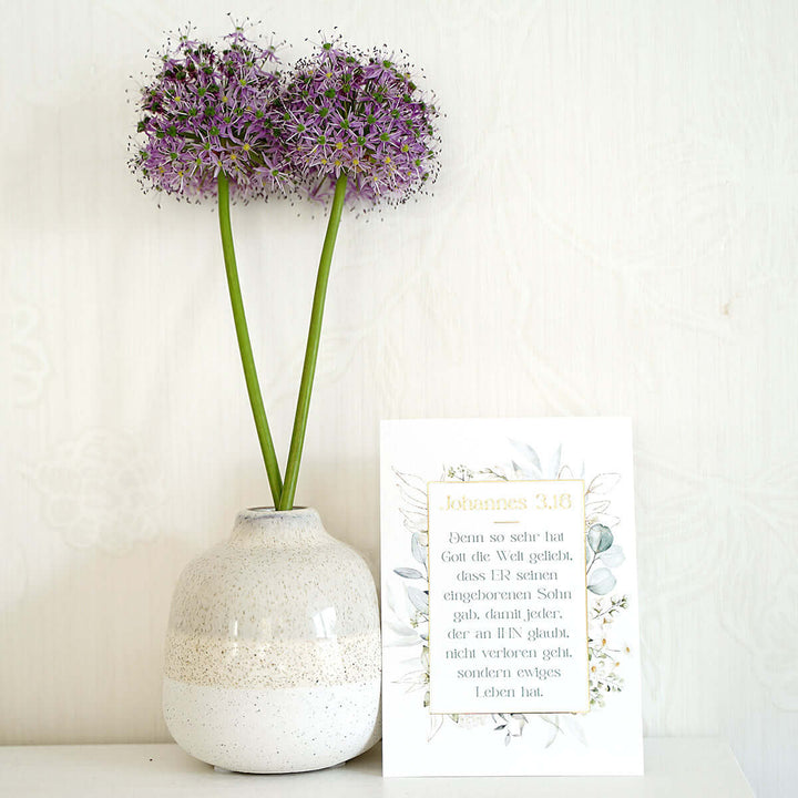 Postkarte "Johannes 3,16" · A6 · mit Gold veredelt