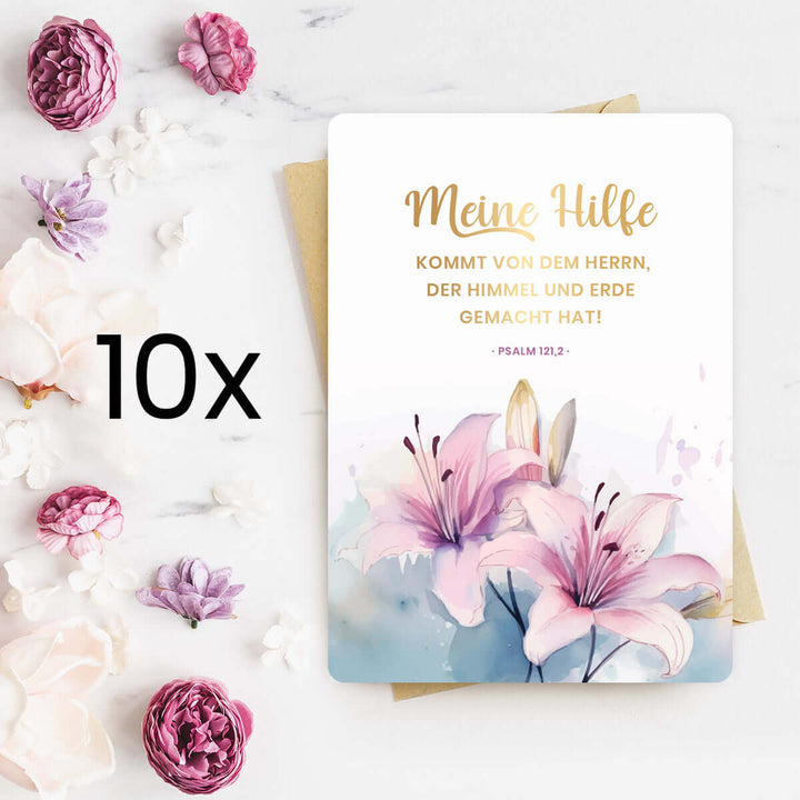Karte "meine Hilfe" · Blumen · Serie Psalmen