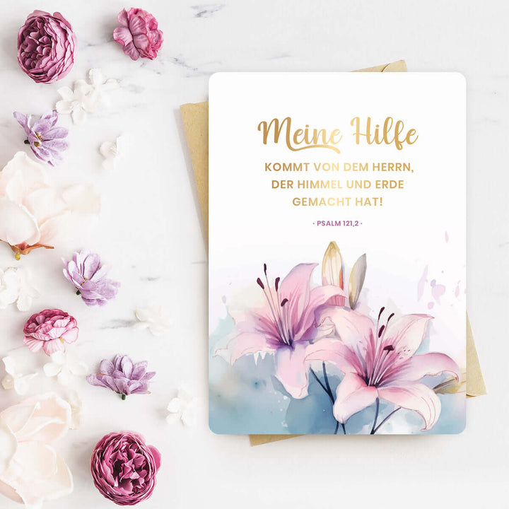 Karte "meine Hilfe" · Blumen · Serie Psalmen