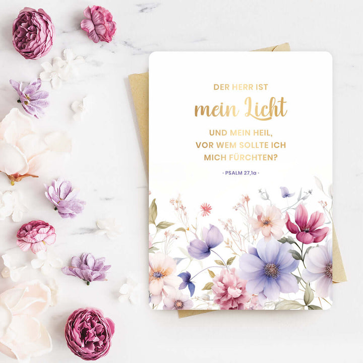 Karte "mein Licht" · Blumen · Serie Psalmen