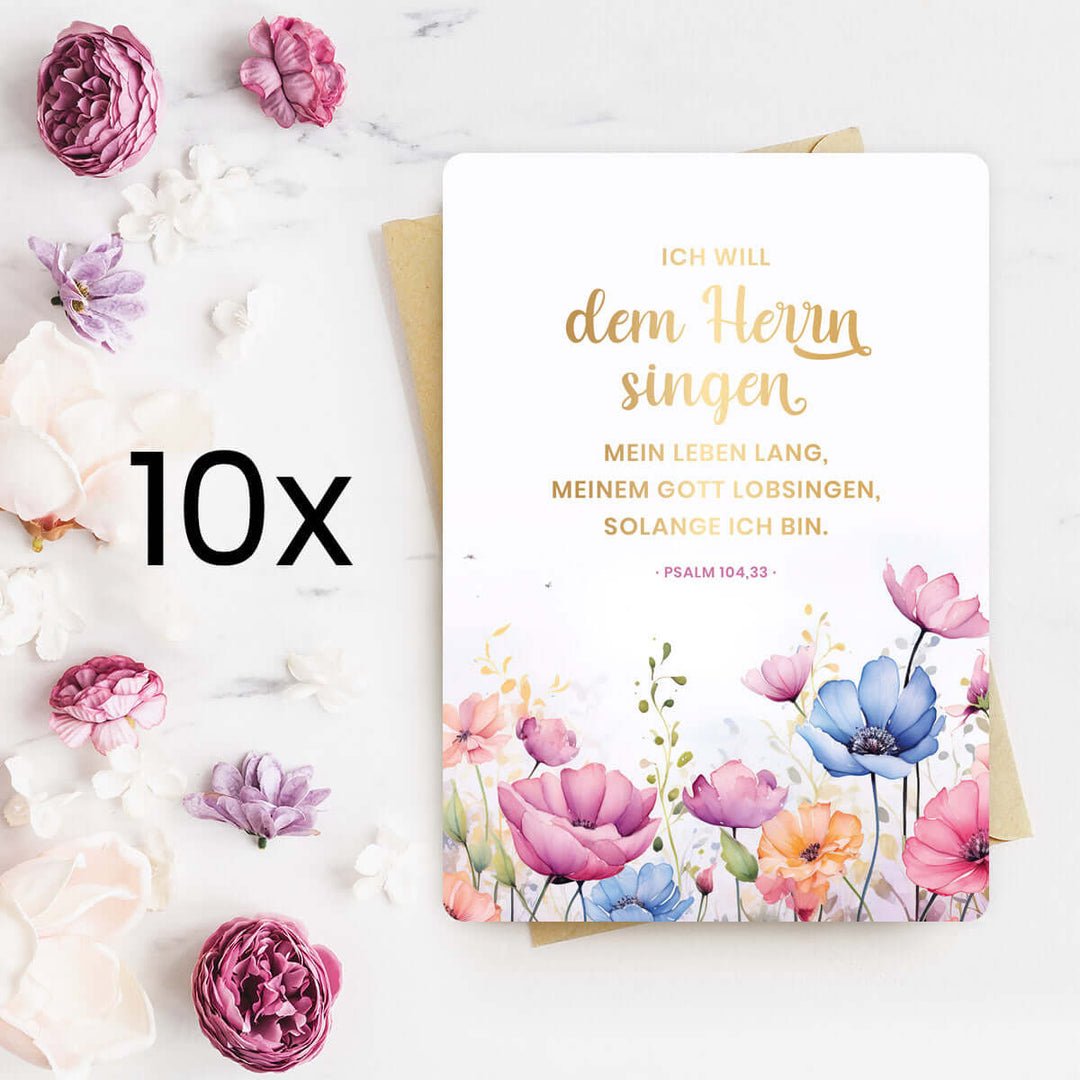 Karte "dem HERRN singen" · Blumen · Serie Psalmen