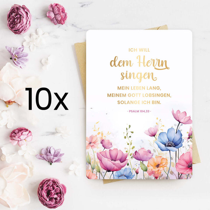 Karte "dem HERRN singen" · Blumen · Serie Psalmen