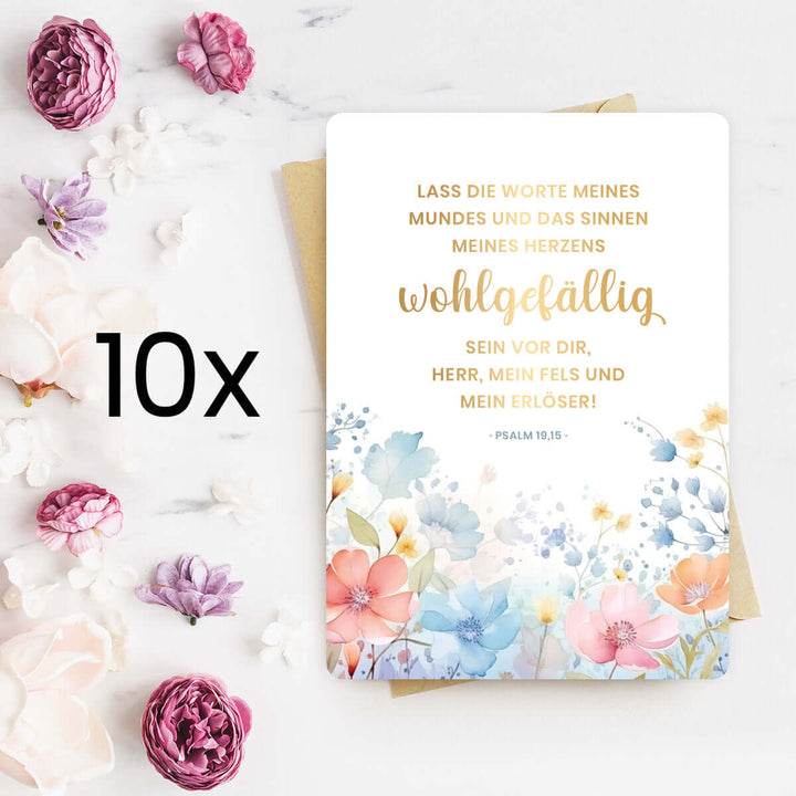 Karte "wohlgefällig" · Blumen · Serie Psalmen