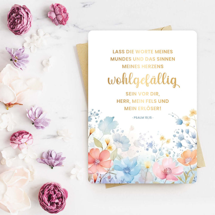 Karte "wohlgefällig" · Blumen · Serie Psalmen