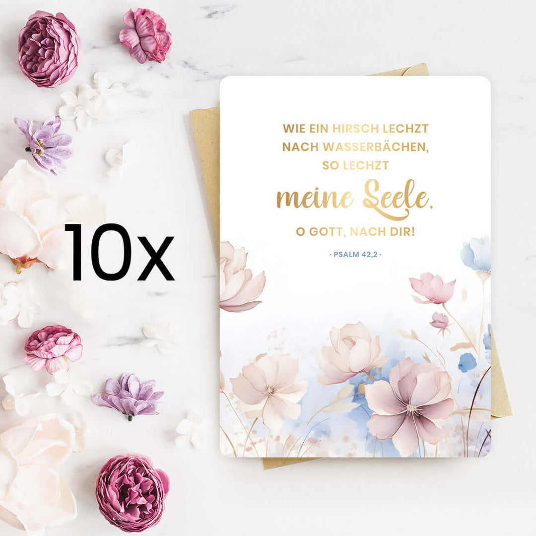 Karte "meine Seele" · Blumen · Serie Psalmen