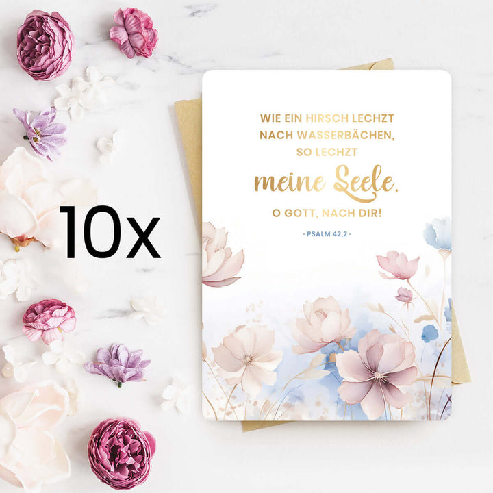 Karte "meine Seele" · Blumen · Serie Psalmen