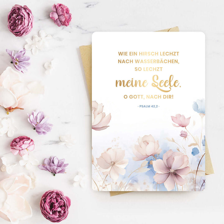 Karte "meine Seele" · Blumen · Serie Psalmen