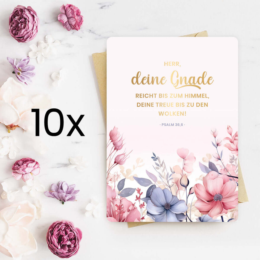 Karte "deine Gnade" · Blumen · Serie Psalmen