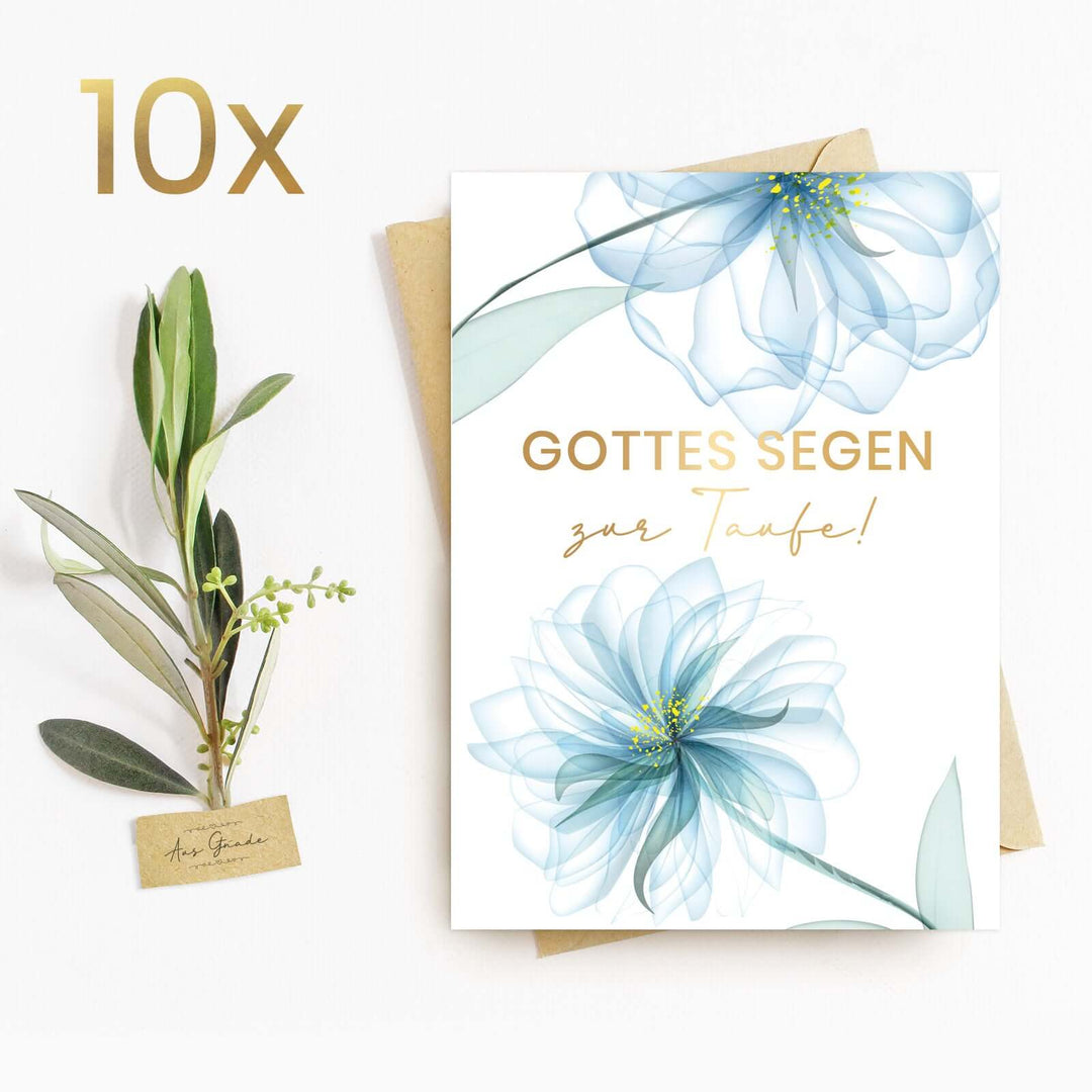 Klappkarte "Gottes Segen zur Taufe" mit Bibelvers · A6 · mit Gold veredelt – Aus Gnade