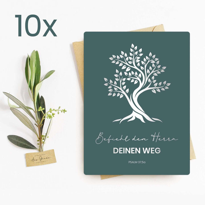 Postkarte "Befiehl dem Herrn deinen Weg" · Bibelvers · A6 · mit Silber veredelt – Aus Gnade