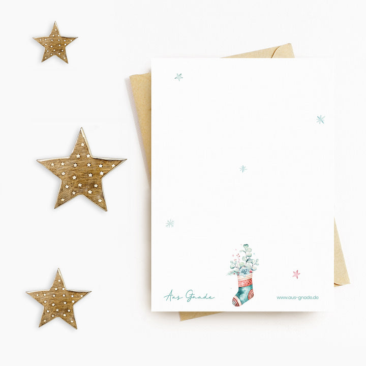 Weihnachtskarte "Gesegnete Weihnachten" mit Bibelvers · A6 · hochwertiges Leinenpapier – Aus Gnade