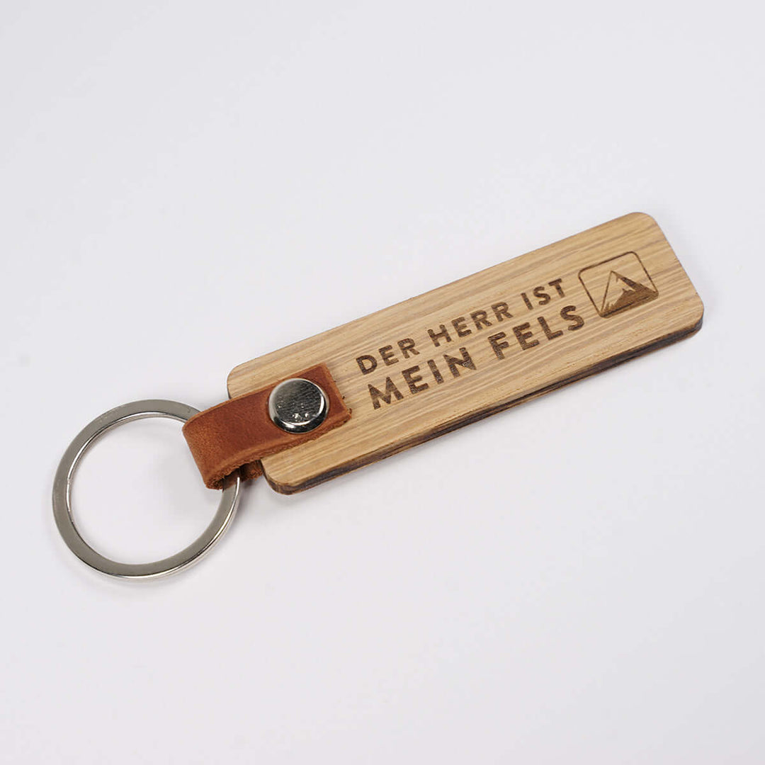 Holz-Schlüsselanhänger "FELS" · Holz · Gravur – Aus Gnade