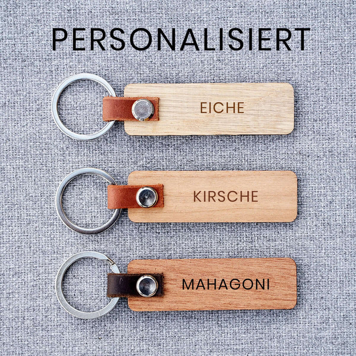 Personalisiertes Holz-Schlüsselanhänger · Geschenk mit Gravur