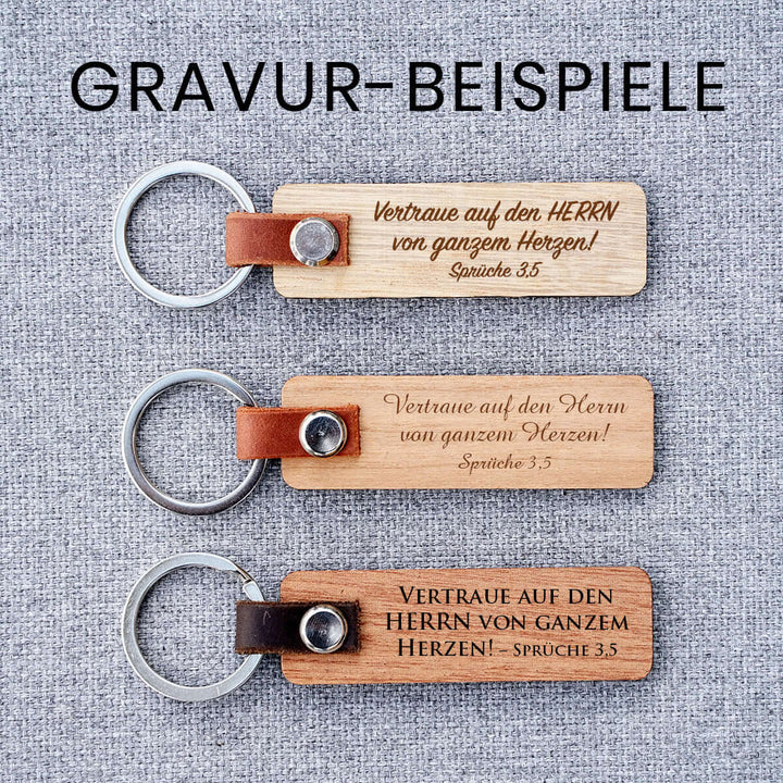 Personalisiertes Holz-Schlüsselanhänger · Geschenk mit Gravur