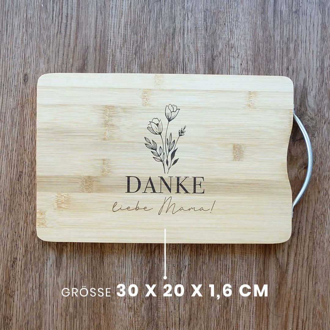 Schneidebrett "DANKE liebe Mama!" · Bambus · Gravur
