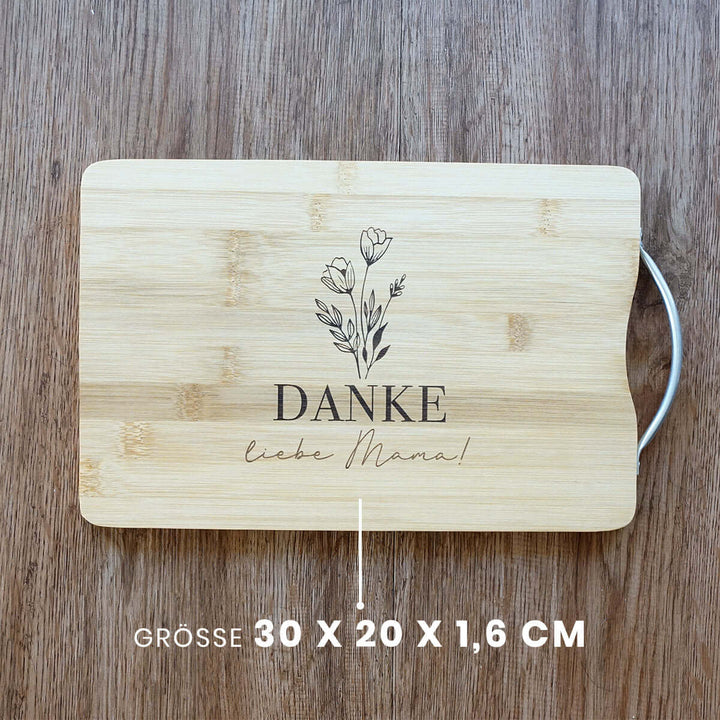 Schneidebrett "DANKE liebe Mama!" · Bambus · Gravur