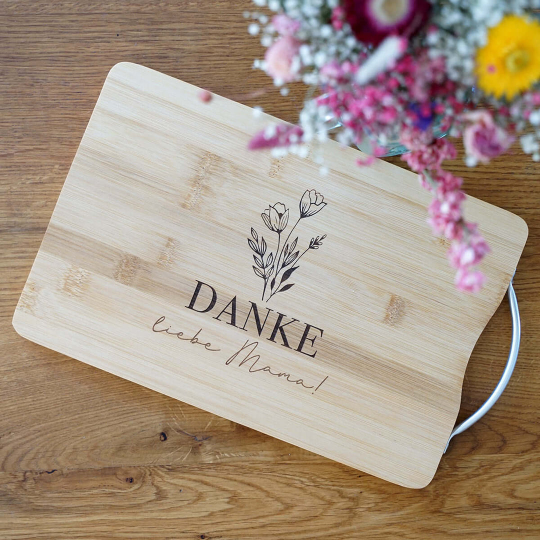 Schneidebrett "DANKE liebe Mama!" · Bambus · Gravur