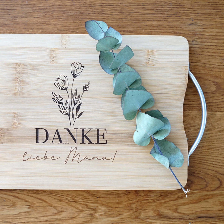 Schneidebrett "DANKE liebe Mama!" · Bambus · Gravur