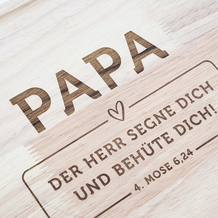 Schneidebrett "PAPA" · Gummibaum · Bibelvers Gravur