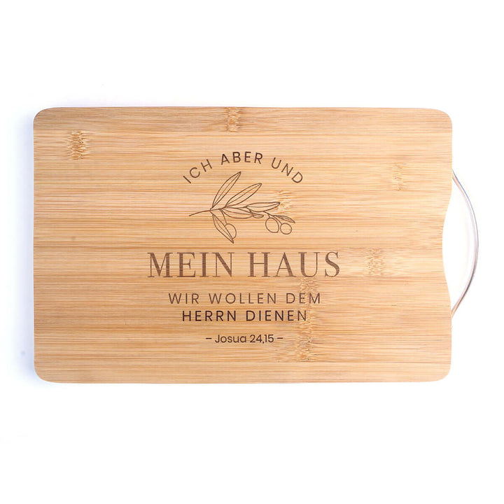 Schneidebrett "Mein Haus" · Bambus · Bibelvers Gravur