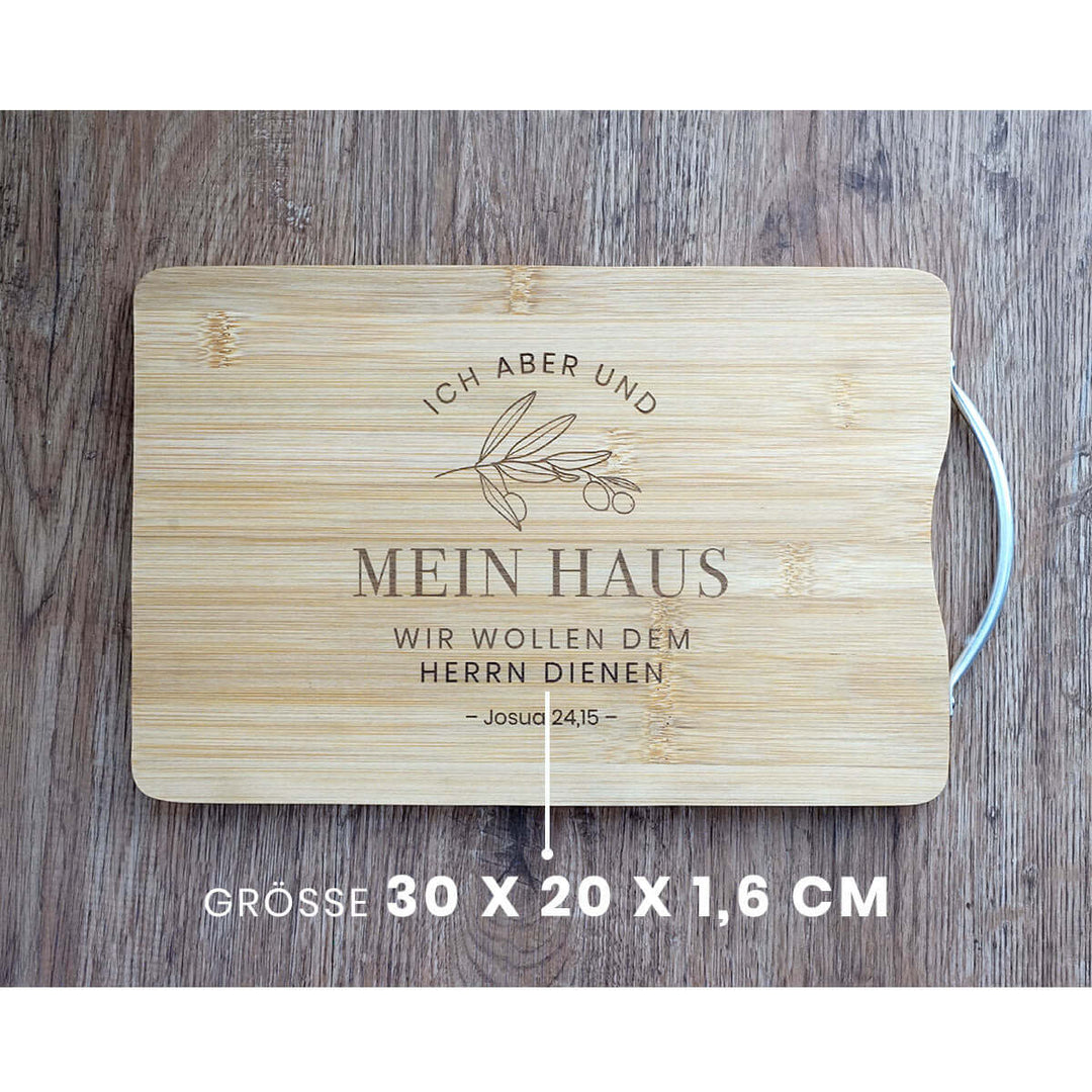 Schneidebrett "Mein Haus" · Bambus · Bibelvers Gravur