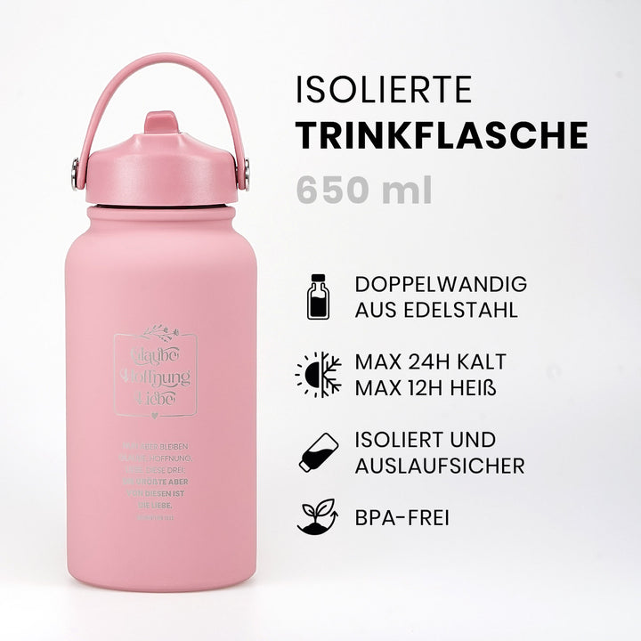 Thermoflasche "Glaube Hoffnung Liebe" · 650 ml · Gravur · 1.Korinther 13,13