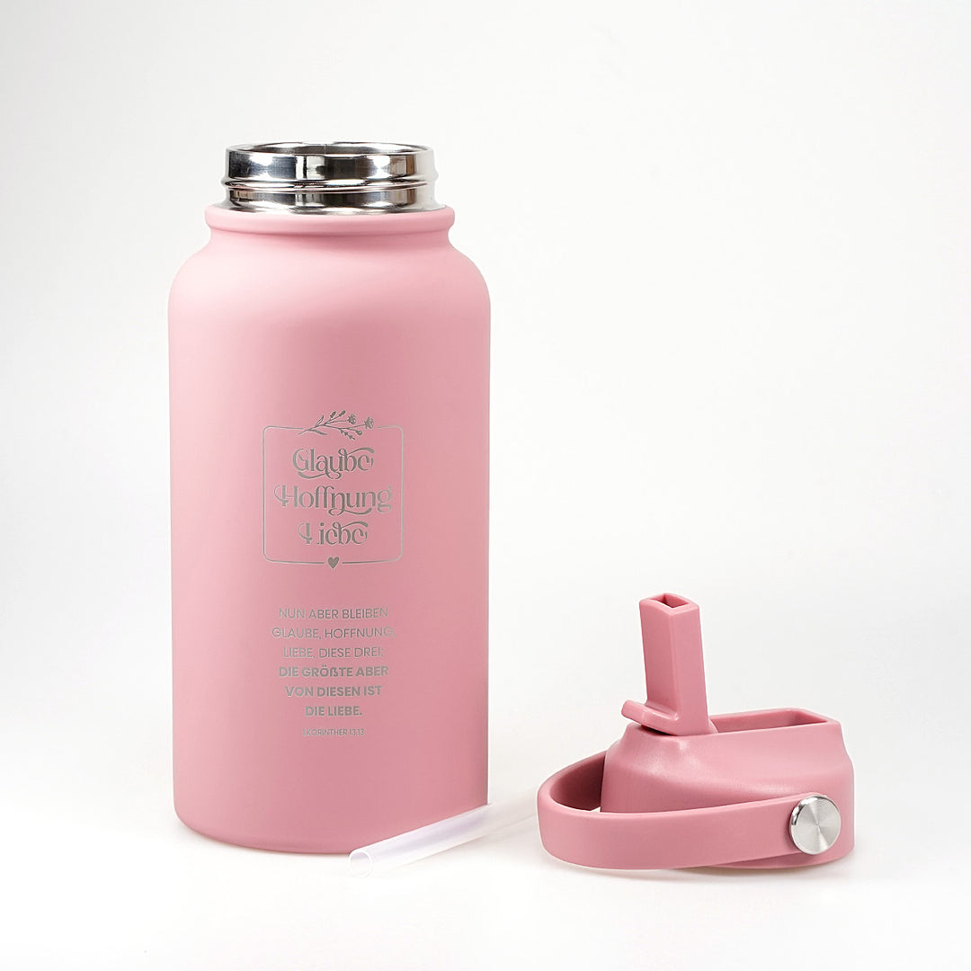 Thermoflasche "Glaube Hoffnung Liebe" · 650 ml · Gravur · 1.Korinther 13,13