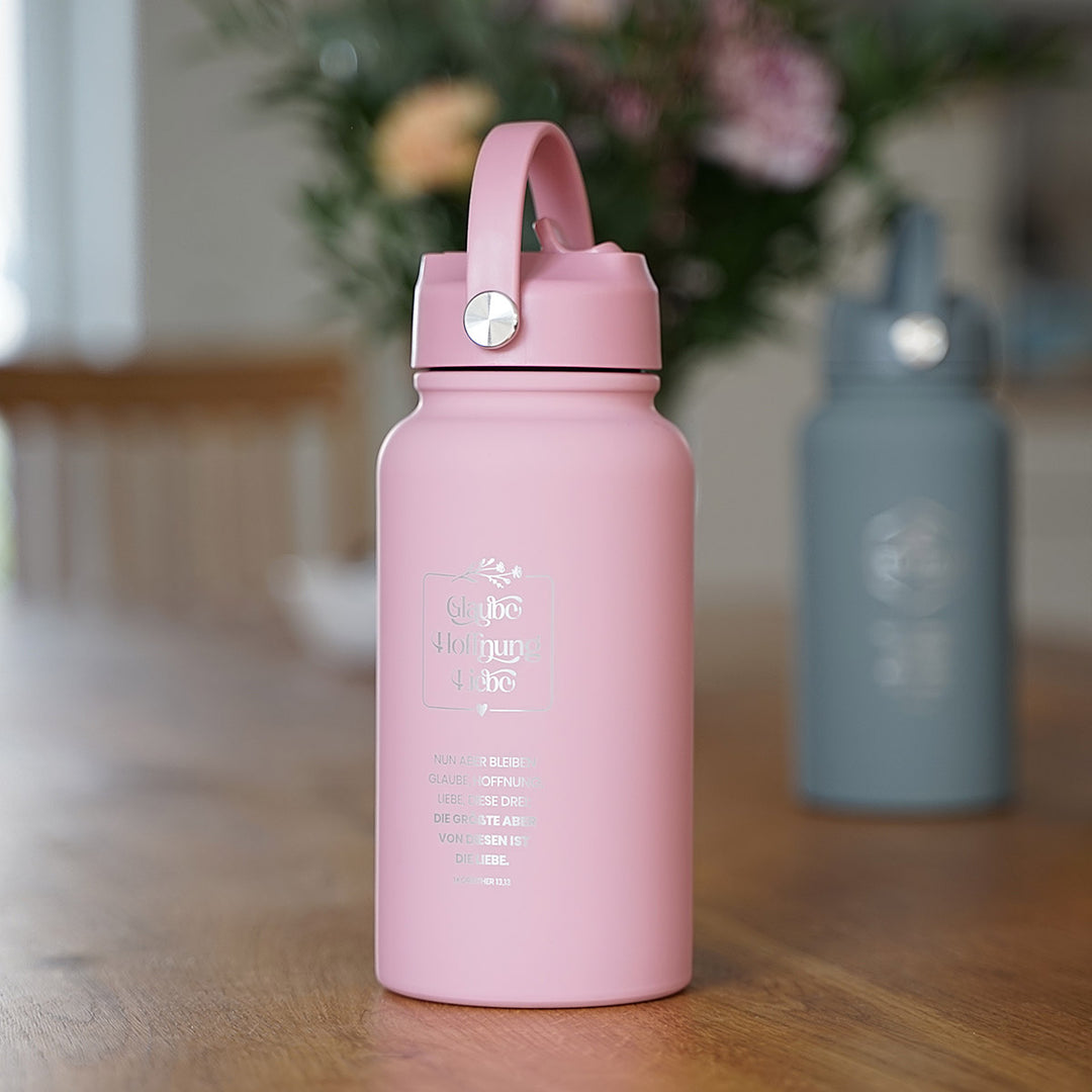 Thermoflasche "Glaube Hoffnung Liebe" · 650 ml · Gravur · 1.Korinther 13,13