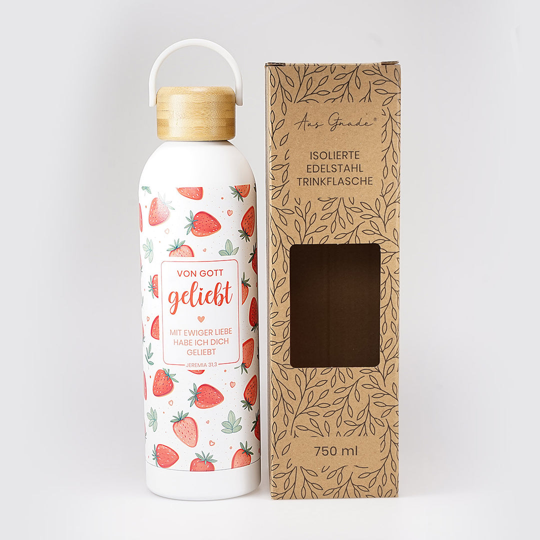 Isolierte Trinkflasche "Von Gott geliebt" · 750 ml · 3D-Druck · Jeremia 31,3