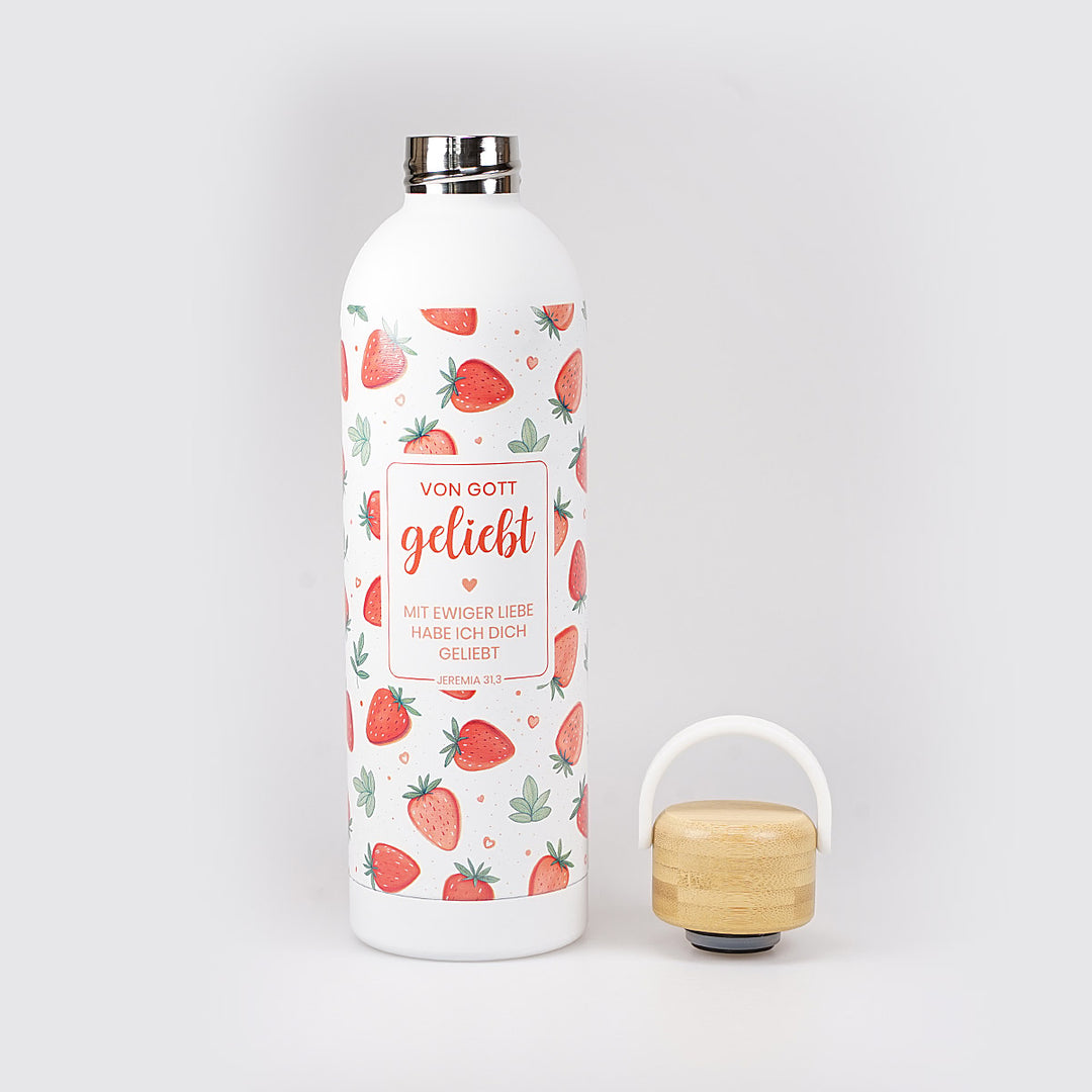 Isolierte Trinkflasche "Von Gott geliebt" · 750 ml · 3D-Druck · Jeremia 31,3