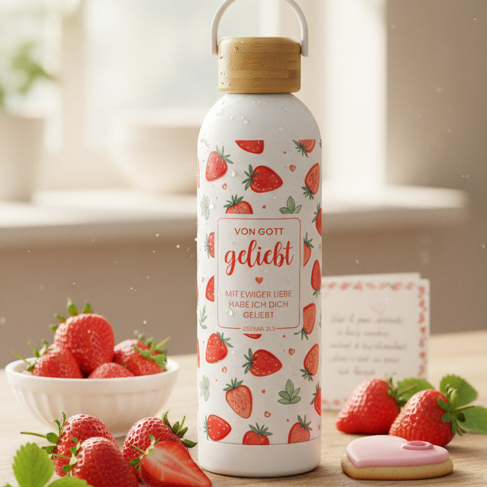Isolierte Trinkflasche "Von Gott geliebt" · 750 ml · 3D-Druck · Jeremia 31,3