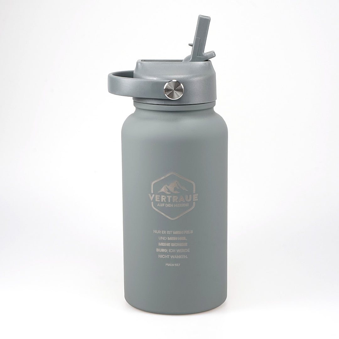 Thermoflasche "Vertraue auf den Herrn" · 650 ml · Gravur · Psalm 62,7