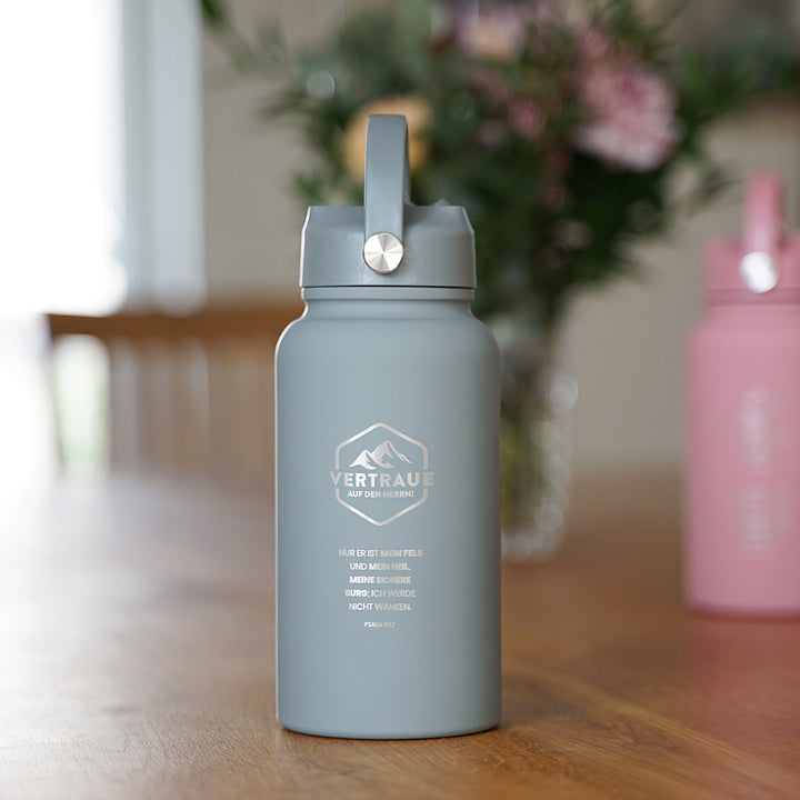 Thermoflasche "Vertraue auf den Herrn" · 650 ml · Gravur · Psalm 62,7