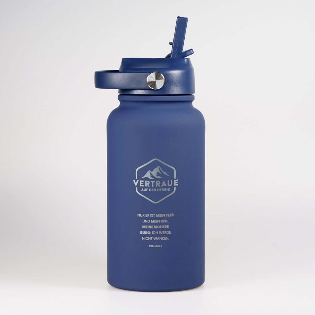 Thermoflasche "Vertraue auf den Herrn" · 650 ml · Gravur · Psalm 62,7