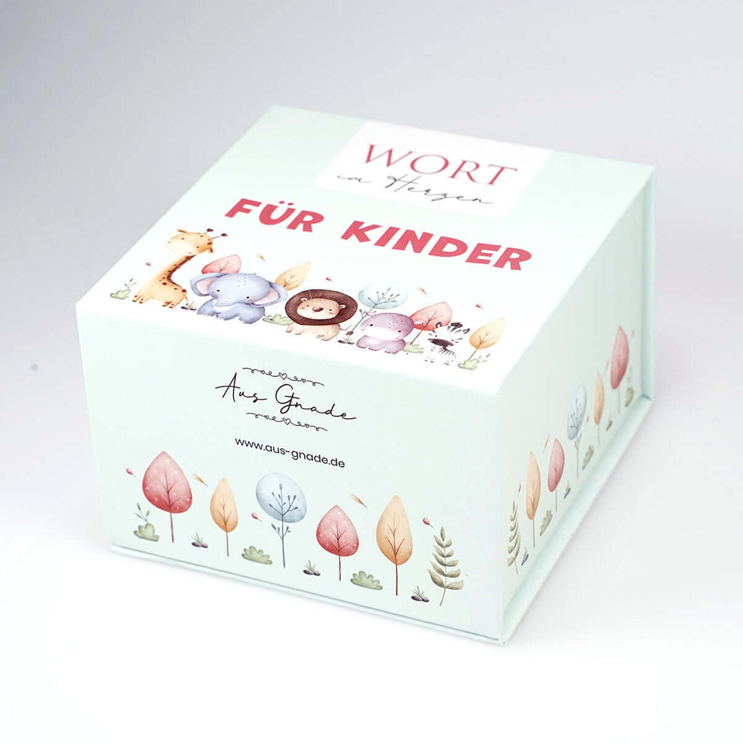 Wort im Herzen "Für Kinder" + Aufbewahrungsbox · Bibelvers-Lernkarten